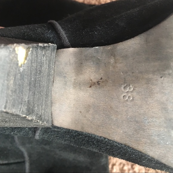 Black tall knee soft suede leather heeled slouchy - Picture 10 of 12